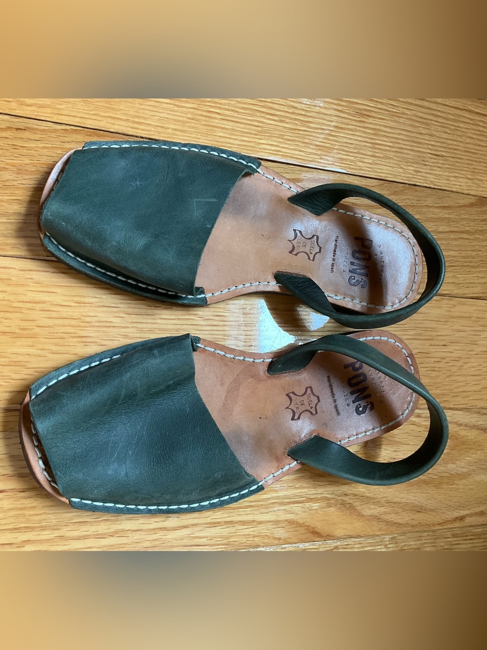PONS Avarcas Green Back Strap Open Toe Sandal - 37 - Picture 6 of 8